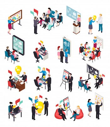 Business coaching isometric icons Free Vector