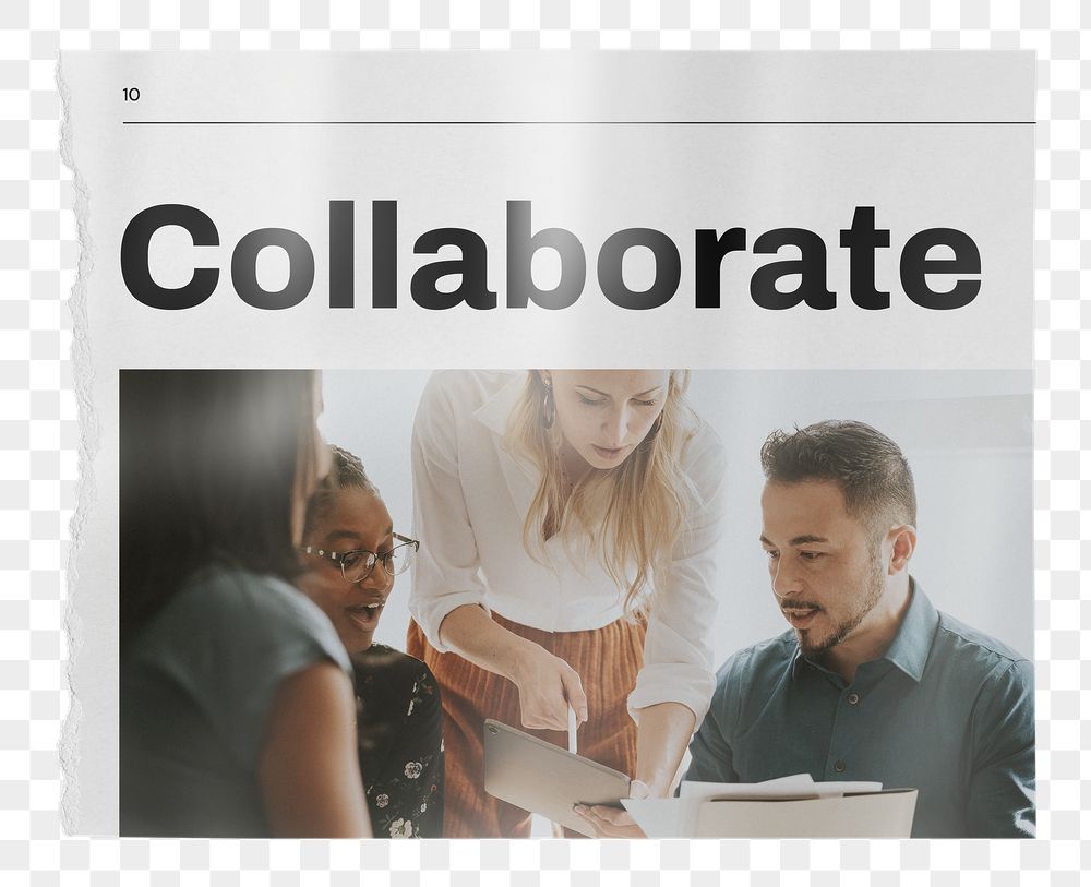 Business collaboration png, teamwork newspaper | Free PNG - rawpixel