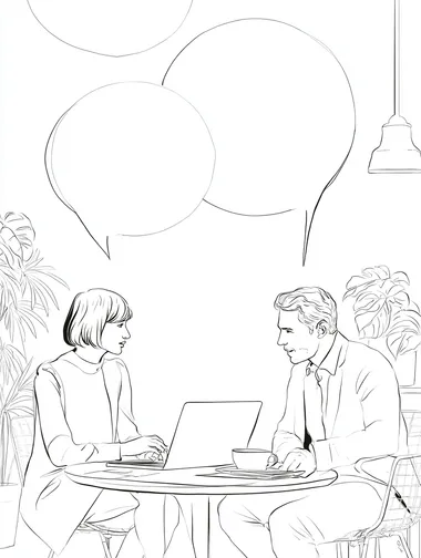 Business Conversation: Simple Line Art Illustration Business Conversation: Simple Line Art Illustration