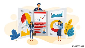 Business data analysis and analytics concept illustration