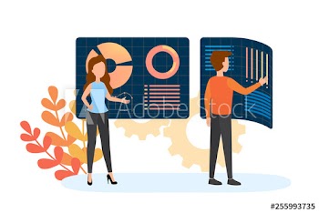 Business data analysis and analytics concept illustration