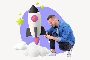 Business entrepreneur launching rocket, startup | Free Photo - rawpixel