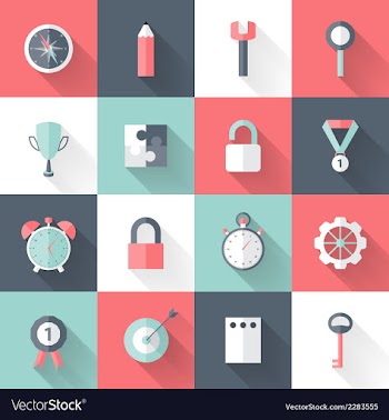  					Business flat icons set long shadows vector image														