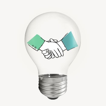 Business handshake sticker, light bulb | Free PSD - rawpixel