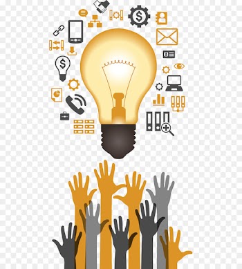 Business idea Advertising - Vector cartoon light bulb and business elements 