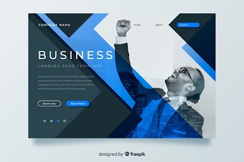 Business landing page template with image Free Vector
