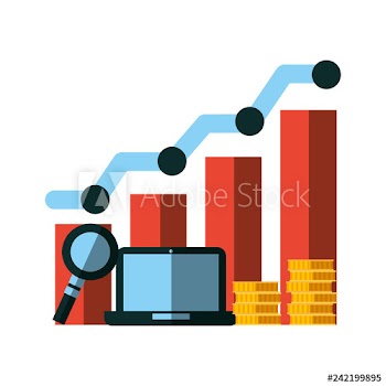 business laptop chart coins analysis