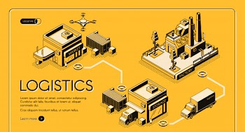 Business logistics service isometric vector web banner Free Vector