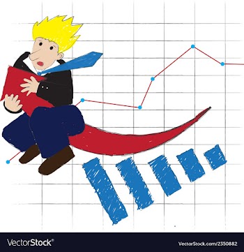  					Business man ride arrow of profit vector image														