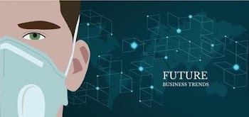 Business Man wearing a medical mask with a world map in the background. Digital technology world. Business virtual concept Free Vector