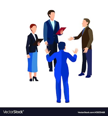 business man women taking about business