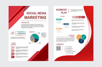 Business marketing plan poster editable template vector set