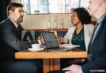 Business meeting at a cafe