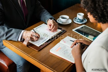 Business meeting at a cafe