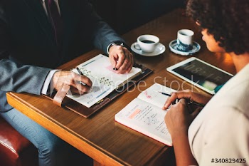 Business meeting at a cafe