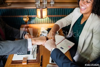 Business meeting at a cafe