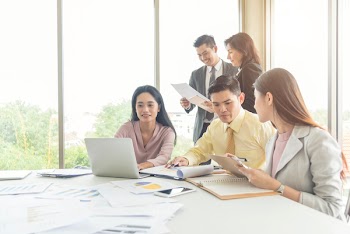 Business meeting or conference concept. Business people talking and brainstorming together about job, planing, goal.  Picture for add text message. Backdrop for design art work.