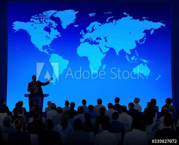 Business Meeting With A World Map As A Background