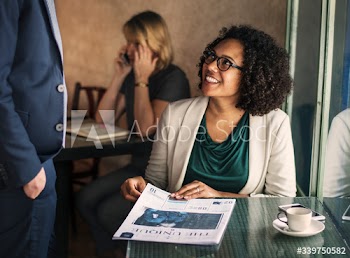 Business partners meeting at a cafe