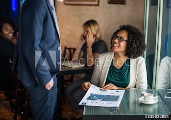 Business partners meeting at a cafe