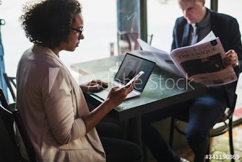Business partners meeting at a cafe