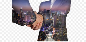 Business people and city views 
