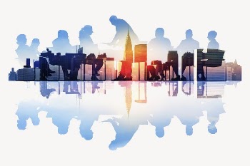 Business people, city silhouette sticker | Free PSD - rawpixel