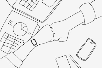 Business people doodle doing a fist bump | Free stock illustration | High Resolution graphic
