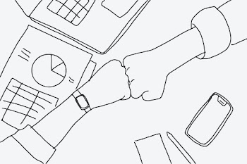 Business people doodle psd doing a fist bump | Free stock illustration | High Resolution graphic