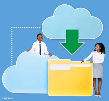 Business people downloading data from a cloud.. | Free stock psd mockup - 458092