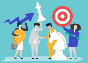 Business people holding goal and strategy ico.. | Free stock vector - 455190