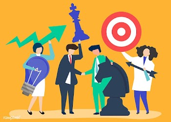 Business people holding goal and strategy ico.. | Free stock vector - 455196