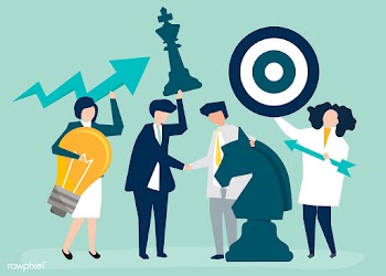 Business people holding goal and strategy ico.. | Free stock vector - 455199