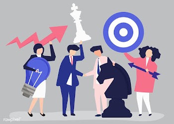Business people holding goal and strategy ico.. | Free stock vector - 455204