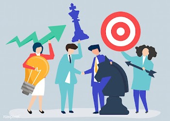 Business people holding goal and strategy ico.. | Free stock vector - 455215