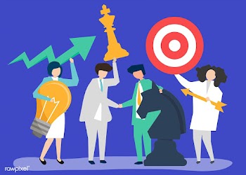 Business people holding goal and strategy ico.. | Free stock vector - 455217