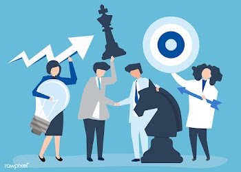 Business people holding goal and strategy ico.. | Free stock vector - 455234