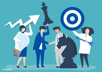Business people holding goal and strategy ico.. | Free stock vector - 455236