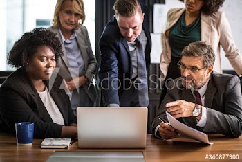 Business people in a video call meeting