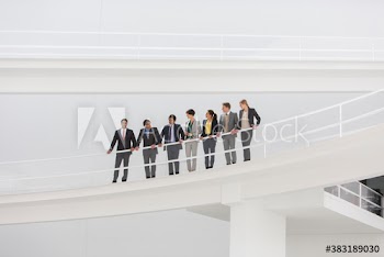 Business people on modern balcony