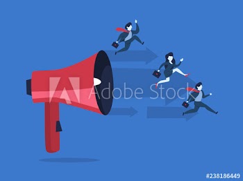 Business people run to the goal