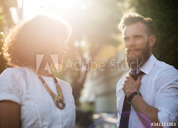 Business people talking together in the park