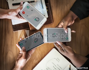 Business people using their phones