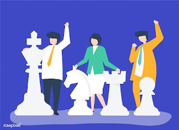 Business people with giant chess pieces | Free stock vector - 480025