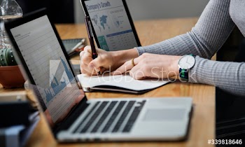 Business people working on a laptop