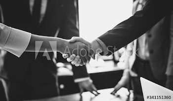 Business person greeted by a handshake