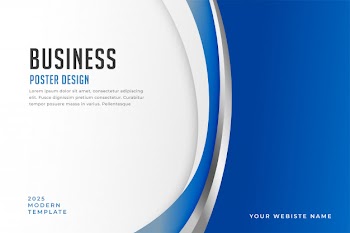 Business poster with elegant blue curve shapes Free Vector