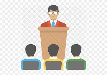 Business Presentation Icon - People Listening To Speech Cartoon