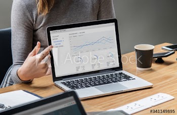 Business presentation on a laptop screen