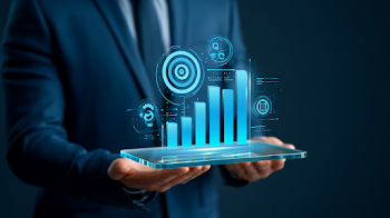 Business Professional With Transparent Analytics Dashboard